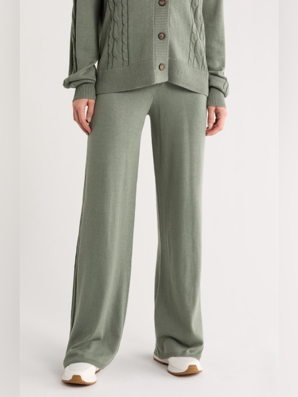 Splendid Emily Cable Knit Pants Size M Soft Green NWT